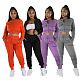 Zip Crop Tops Jackets and Drawstring Pants Sweatsuit RS-31719