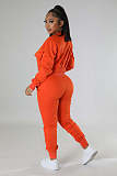 Zip Crop Tops Jackets and Drawstring Pants Sweatsuit RS-31719