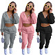 Zip Up Crop Top Jacket And Cargo Pants 2 Piece Set JZH-8123
