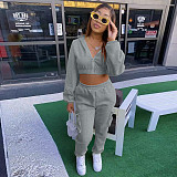Zip Up Crop Top Jacket And Cargo Pants 2 Piece Set JZH-8123