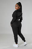 Zip Crop Tops Jackets and Drawstring Pants Sweatsuit RS-31719