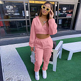 Zip Up Crop Top Jacket And Cargo Pants 2 Piece Set JZH-8123
