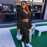 Zip Up Crop Top Jacket And Cargo Pants 2 Piece Set JZH-8123