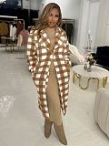 Autumn/winter Women Plaid Print Fleece Long Coat SH-390913