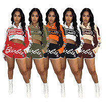 Fashion Printed Buttons Jackets And Mini Skirt 2 Piece Set XRB-10058
