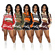 Fashion Printed Buttons Jackets And Mini Skirt 2 Piece Set XRB-10058