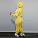 Solid Hooded Sweatshirt Drawstring Pants Set FSL-175