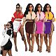 2023 Trendy Women Patchwork Long Sleeves Mini Skirts Suits XRB-10057