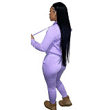 Solid Hooded Sweatshirt Drawstring Pants Set FSL-175