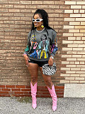 Fashion Girl Printed Loose Fleece Sweatshirts Vintage O Neck RS-1131865