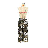 Leisure Women Camouflage Printed Cargo Straight Pants FOS-8376