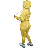 Solid Hooded Sweatshirt Drawstring Pants Set FSL-175