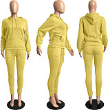 Solid Hooded Sweatshirt Drawstring Pants Set FSL-175
