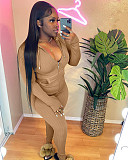 Knitted Women Hooded Zipper Jacket Skinny Pants Set FSL-180