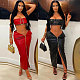Sexy Strapless Metal Button Zipper Package Hips Long Skirts Sets NY-2832