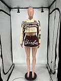 Fashion Printed Buttons Jackets And Mini Skirt 2 Piece Set XRB-10058