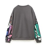 Fashion Girl Printed Loose Fleece Sweatshirts Vintage O Neck RS-1131865