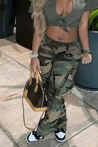 2023 Streetwear Camo Sweat Pants For Women RS-1095
