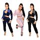 Velvet Zip Up Jacket Crop Top Pencil Pants Outfits FOS-8316