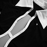Sexy Hollow Out Polo Collar Long Sleeves Backless Bodycon Romper RS-D23RP275
