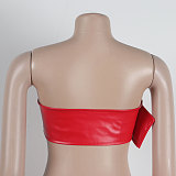Sexy Strapless Metal Button Zipper Package Hips Long Skirts Sets NY-2832