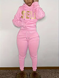 Sporty Solid Color Hoodies And Bodycon Pants 2 Pieces Suits LSD-1676