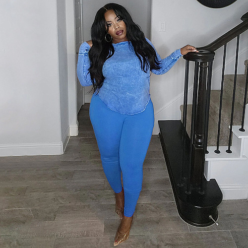 Round Neck Long Sleeve Top And Skinny Pants Tracksuit Set NNWY-7971