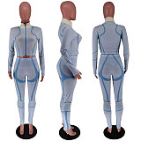 Zip Up Crop Tops Bodycon Leggings Pants Sets RC-3185