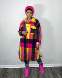 Plaid Lapel Single-breasted Woolen Long Coat HMS-5528