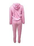 Sporty Solid Color Hoodies And Bodycon Pants 2 Pieces Suits LSD-1676