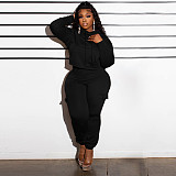 Solid Plush Hooded 2 Piece Set Fall Women Clothing YNS-2621