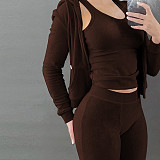Zipper Hooded Coat+Vest+Jogger Pants Tracksuits CH-8235