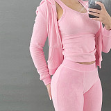 Zipper Hooded Coat+Vest+Jogger Pants Tracksuits CH-8235