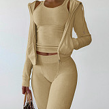 Zipper Hooded Coat+Vest+Jogger Pants Tracksuits CH-8235