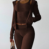Zipper Hooded Coat+Vest+Jogger Pants Tracksuits CH-8235