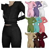 Zipper Hooded Coat+Vest+Jogger Pants Tracksuits CH-8235