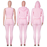 Zipper Hooded Coat+Vest+Jogger Pants Tracksuits CH-8235