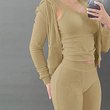 Zipper Hooded Coat+Vest+Jogger Pants Tracksuits CH-8235