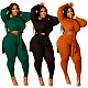 O Neck Long Sleeve Lace Up T Shirts Top Skinny Pants Set YNS-1869