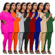 Solid Color Long Sleeve Tight Pants Casual  2 Pieces Set BS-1222