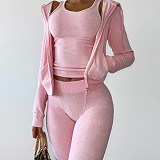 Zipper Hooded Coat+Vest+Jogger Pants Tracksuits CH-8235