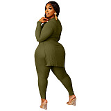 O Neck Long Sleeve Lace Up T Shirts Top Skinny Pants Set YNS-1869