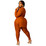 O Neck Long Sleeve Lace Up T Shirts Top Skinny Pants Set YNS-1869