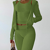 Zipper Hooded Coat+Vest+Jogger Pants Tracksuits CH-8235
