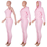 Zipper Hooded Coat+Vest+Jogger Pants Tracksuits CH-8235