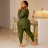 O Neck Long Sleeve Lace Up T Shirts Top Skinny Pants Set YNS-1869
