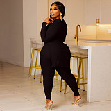 O Neck Long Sleeve Lace Up T Shirts Top Skinny Pants Set YNS-1869