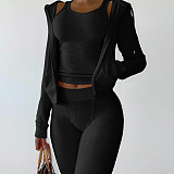 Zipper Hooded Coat+Vest+Jogger Pants Tracksuits CH-8235