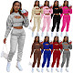 Women Long Sleeves Hooded Drawstring Solid Casual Pants Vest 3PCS Set CH-8193