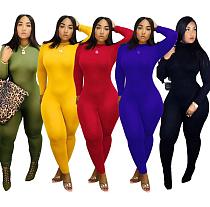 Women High Neck Long Sleeves Skinny Jumpsuits SFY-066